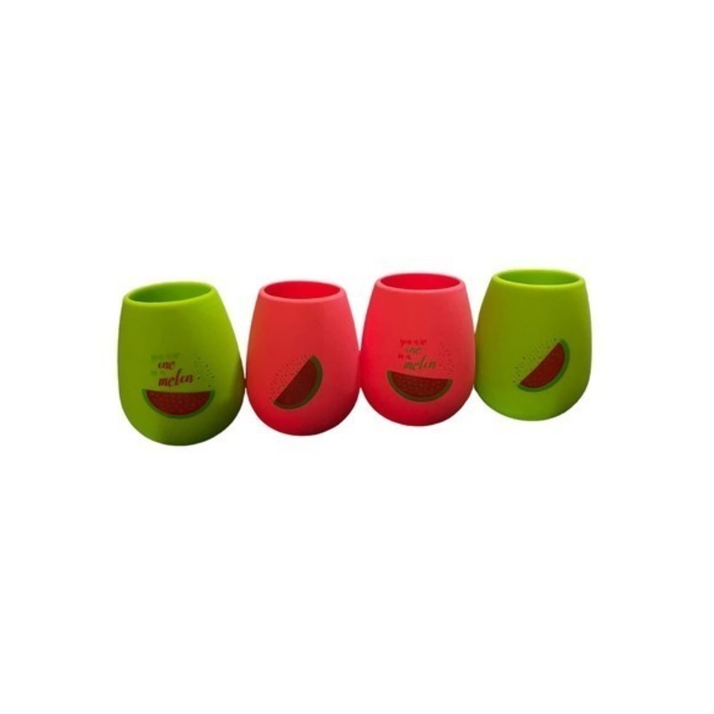 Set Of Four Summertime Silicone Wine Glasses